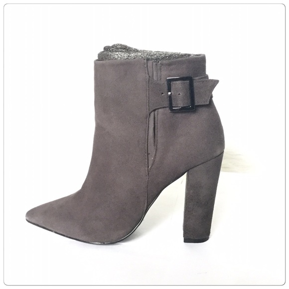 Chunky Heel Pointed Booties Suede - Picture 3 of 5